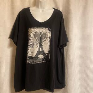 Just my size, black Paris v neck tshirt size 5x 30/32w